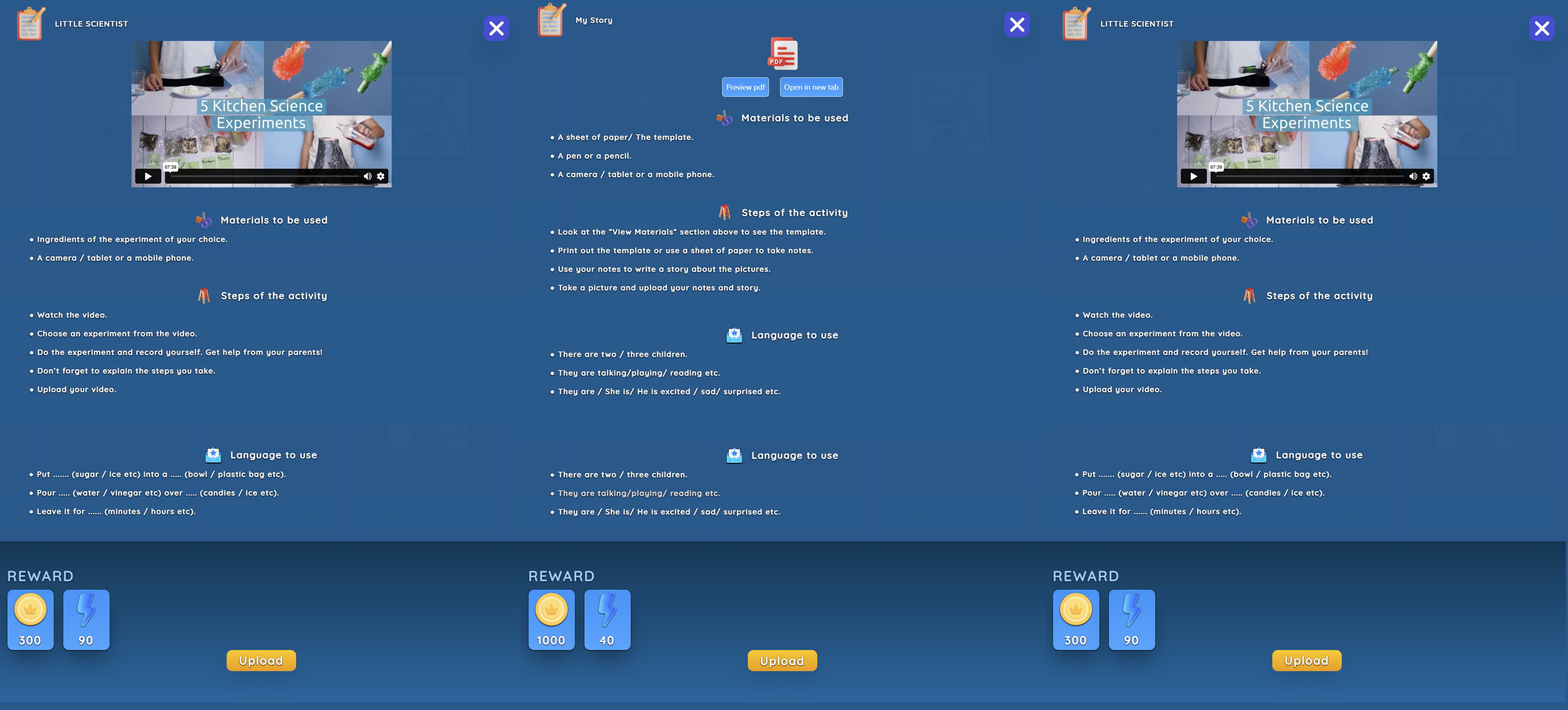 Student project examples and activities